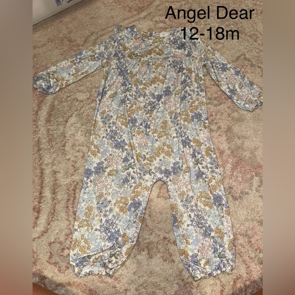 Angel Dear Floral Kids One Piece - Blue and Brown